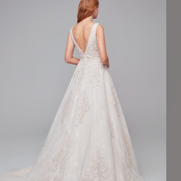 Appliqued Tulle-Over-Lace A-Line Wedding Dress - Picture 3 of 7